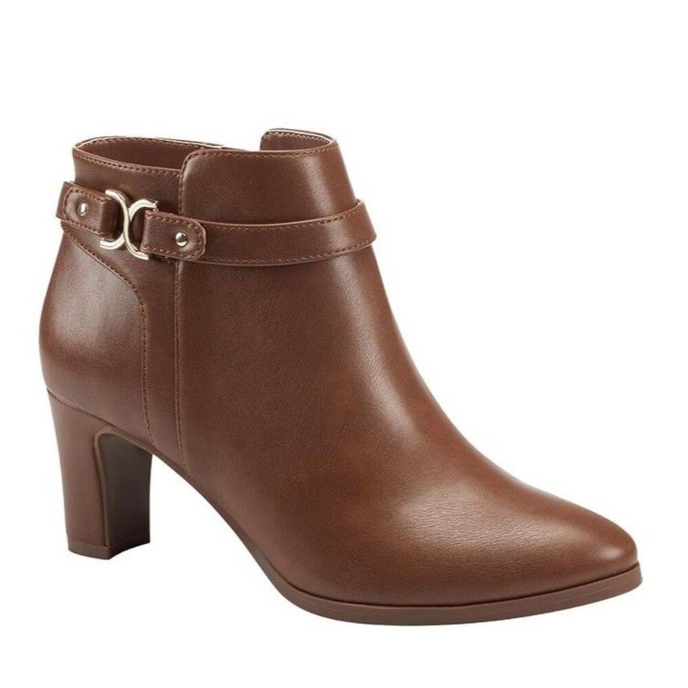 Charter Club Womens 10 M Saddle Brown Pixxy Faux Leather Ankle Boots DISPLAY QX8